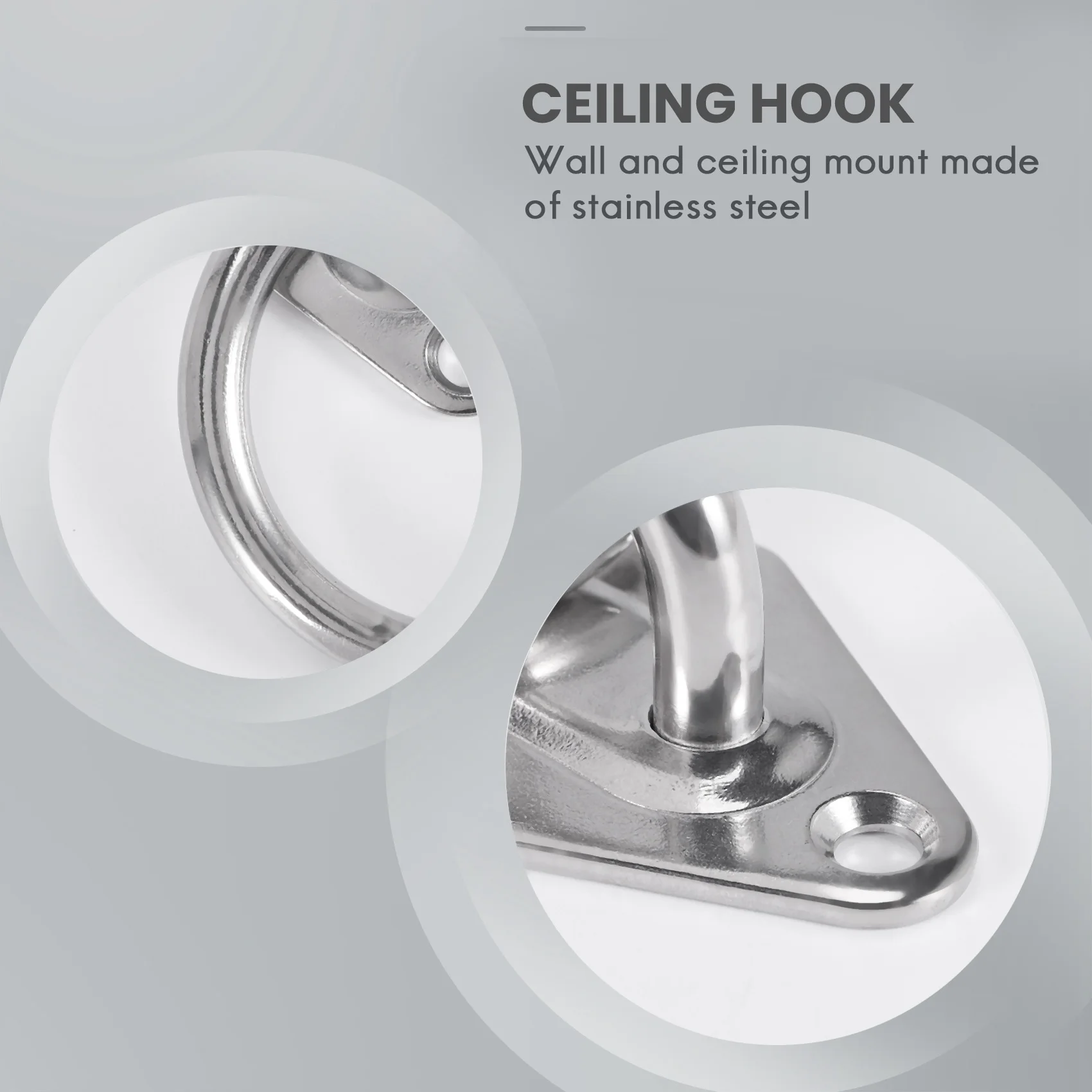 

WFF 80Mmx50Mm Mounting Hook For Wall Or Ceiling With Round Ring Stainless Steel - Bracket / Attachment For Sling Trainer, Hammo