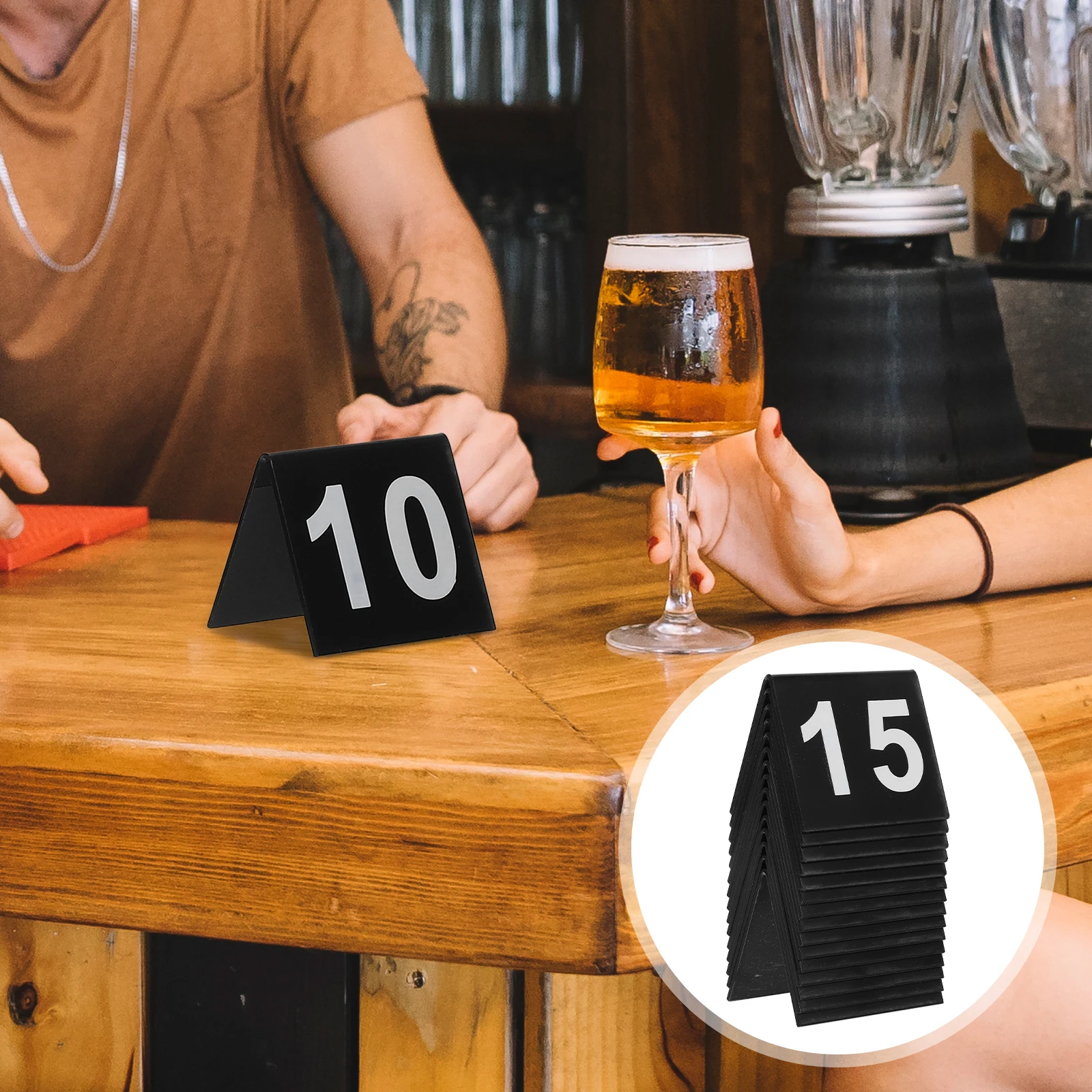 

15pcs Number Plates Markers Acrylic Restaurant Table Numbers Black Thick Dual Sided Crime Scene Evidence Game Sign
