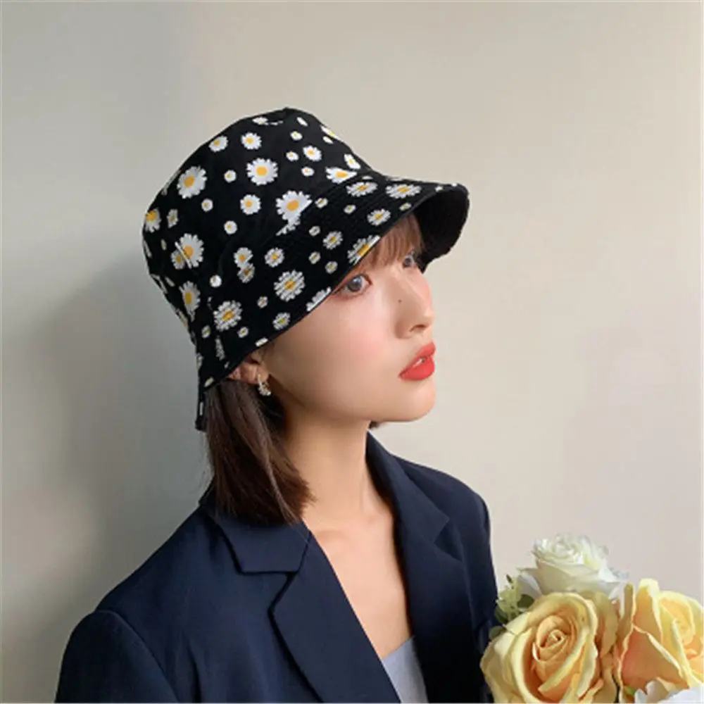 Women Fashion Cotton Beach Sun Hats Summer Daisies Bucket Hat Femme Floral Hat Fisherman Hat