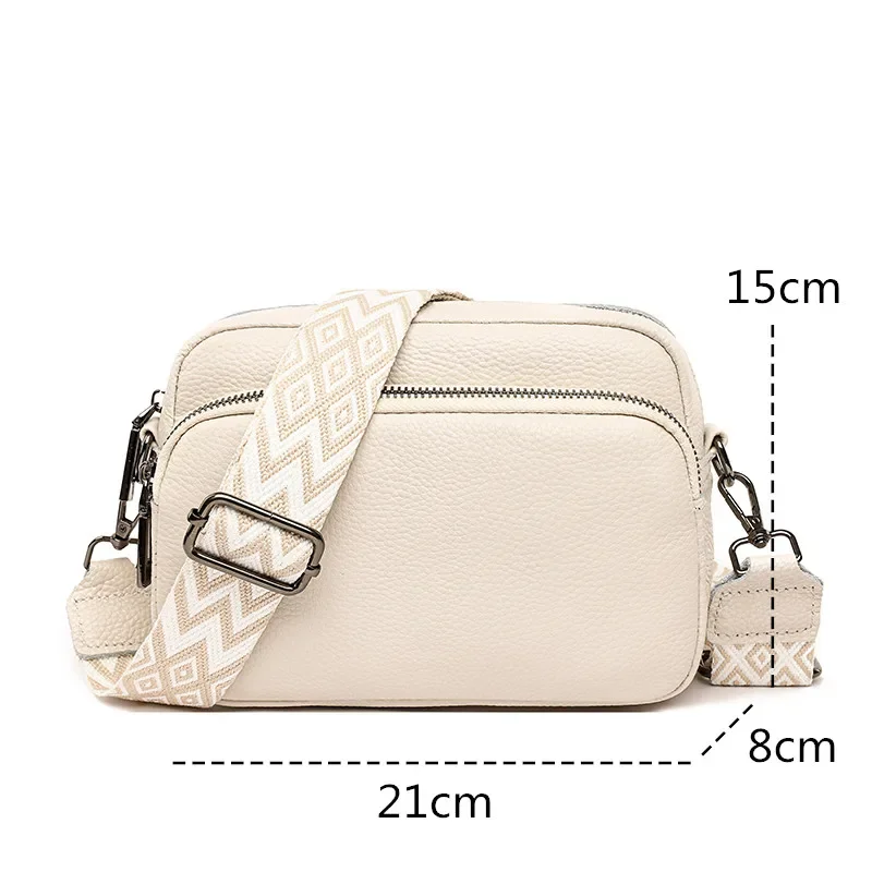 Genuine Leather Cowhide Crossbody Bag Women Double Layer Messenger Bag Simple Shoulder Bag New Female Purse Wild  Handbag Bolso