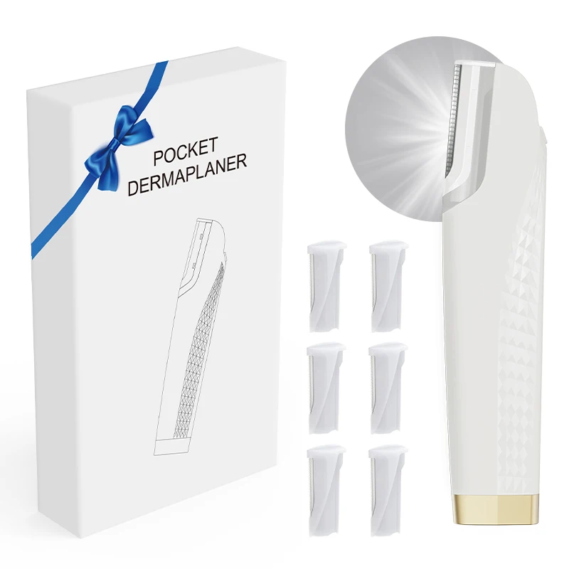 

Бритва Sonic Dermaplane для женщин, инструмент для дермапланинга, средство для удаления нежелательных волосков на лице, удаляет пушковые волоски, с 6 лезвиями