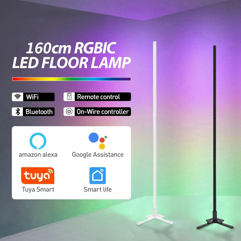 

Tuya Rgbic Led Floor Light 160Cm Intelligent Application Remote Control Modern Corner Atmosphere Light RGB Colorful