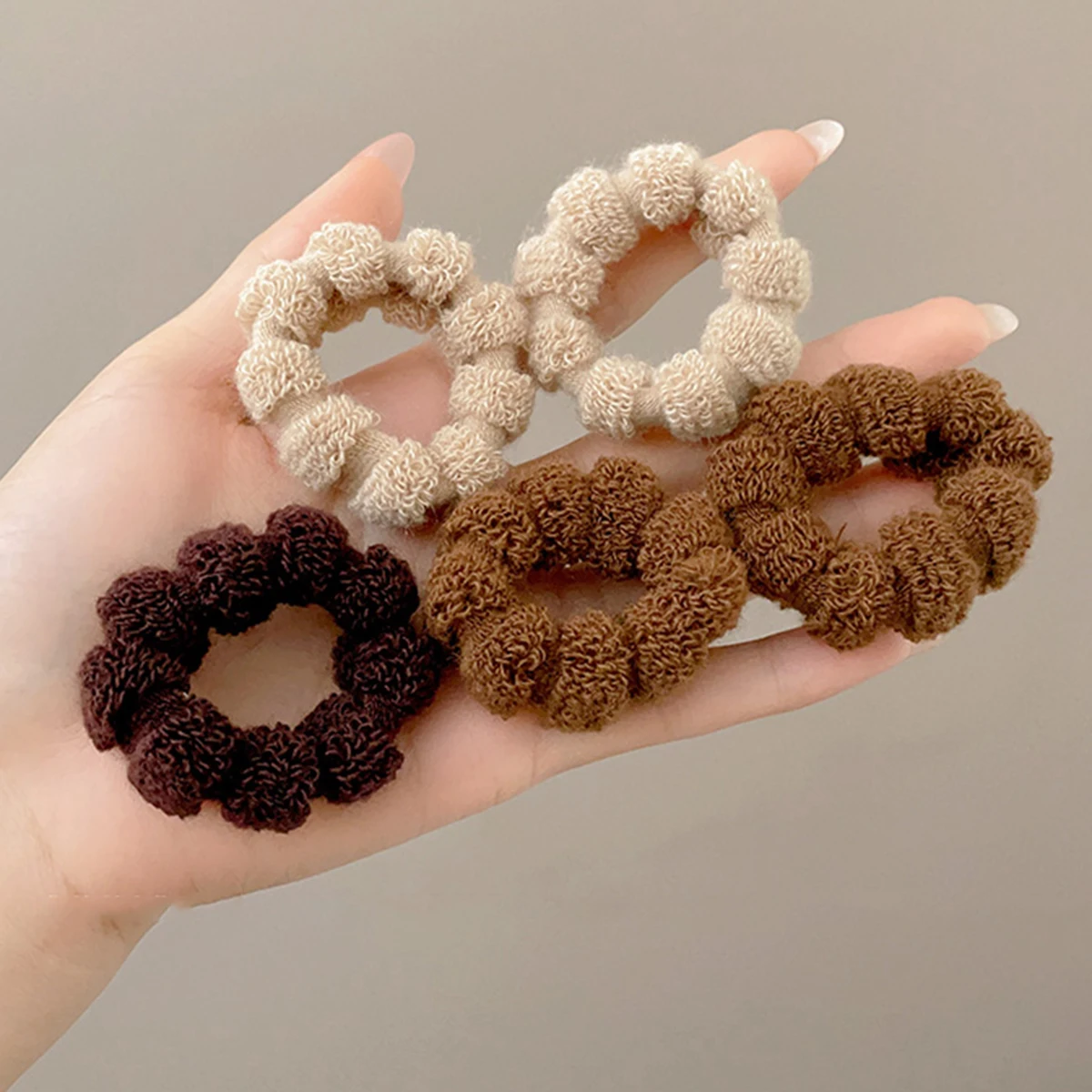 5PCS/set Wool Elastic Hair Tie Black Khaki Fashion Hair Ropes Rubber Bands Women Korean Scrunchies Gum Hair Accessories