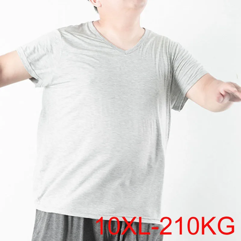 Plus Size Summer Men Oversized T-shirt 10XL 210KG 9XL Large Size V-Neck T-shirts