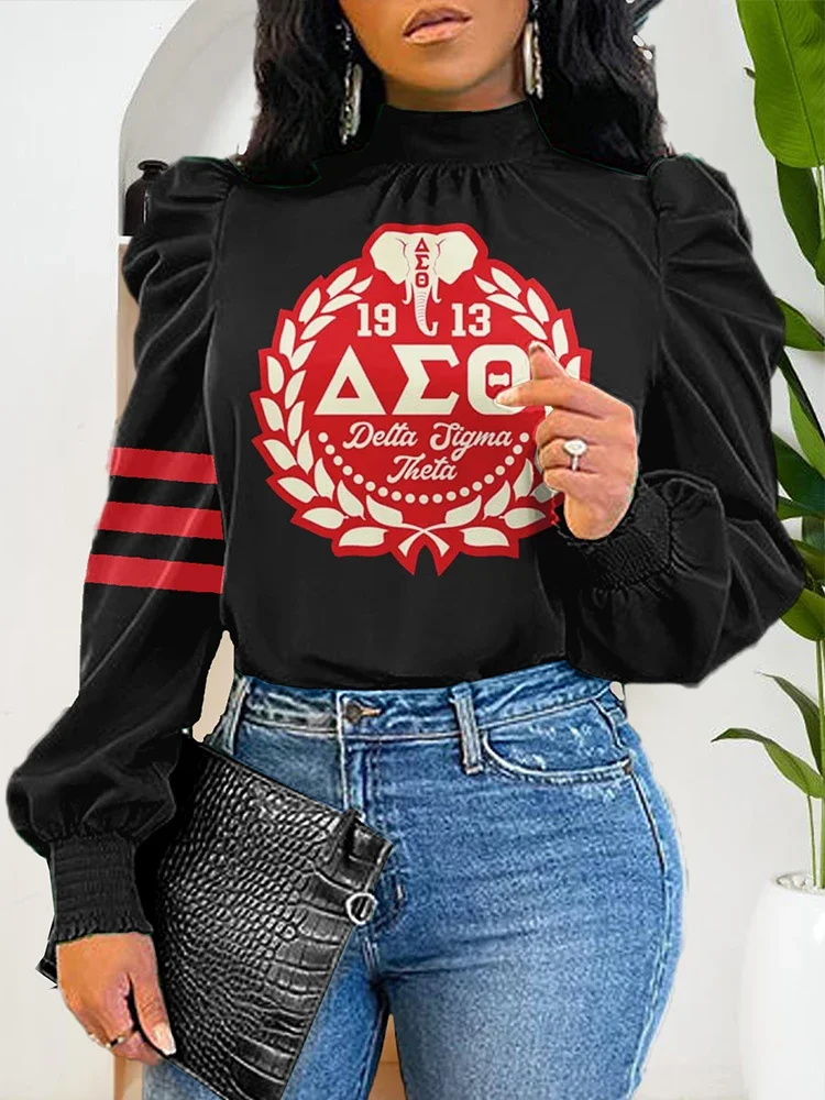 델타 시그마 세타 소로리티 퍼프 슬리브 블라우스