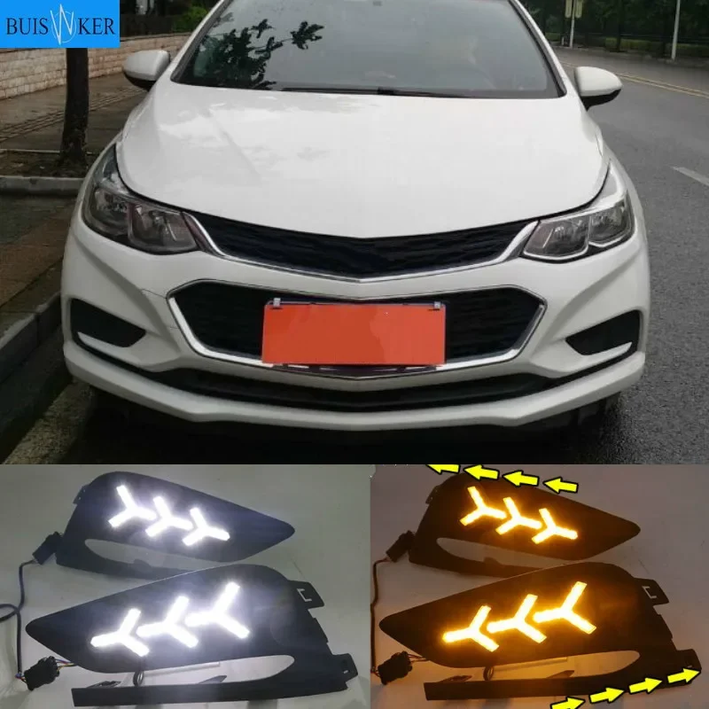 

2Pcs DRL For Chevrolet Cruze 2016 2017 2018 Daytime Running Lights fog lamp cover headlight 12V Daylight signal for Chevy