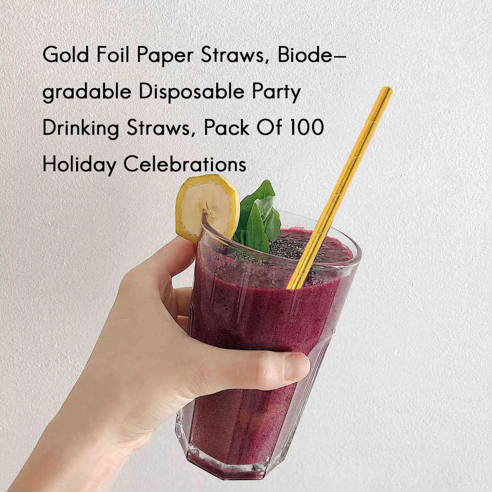 Kitchen Appliance Gold Foil Paper Straws, Biodegradable Disposable Party Drinking Straws, Pack Of 100 Holiday Celebrations view 4