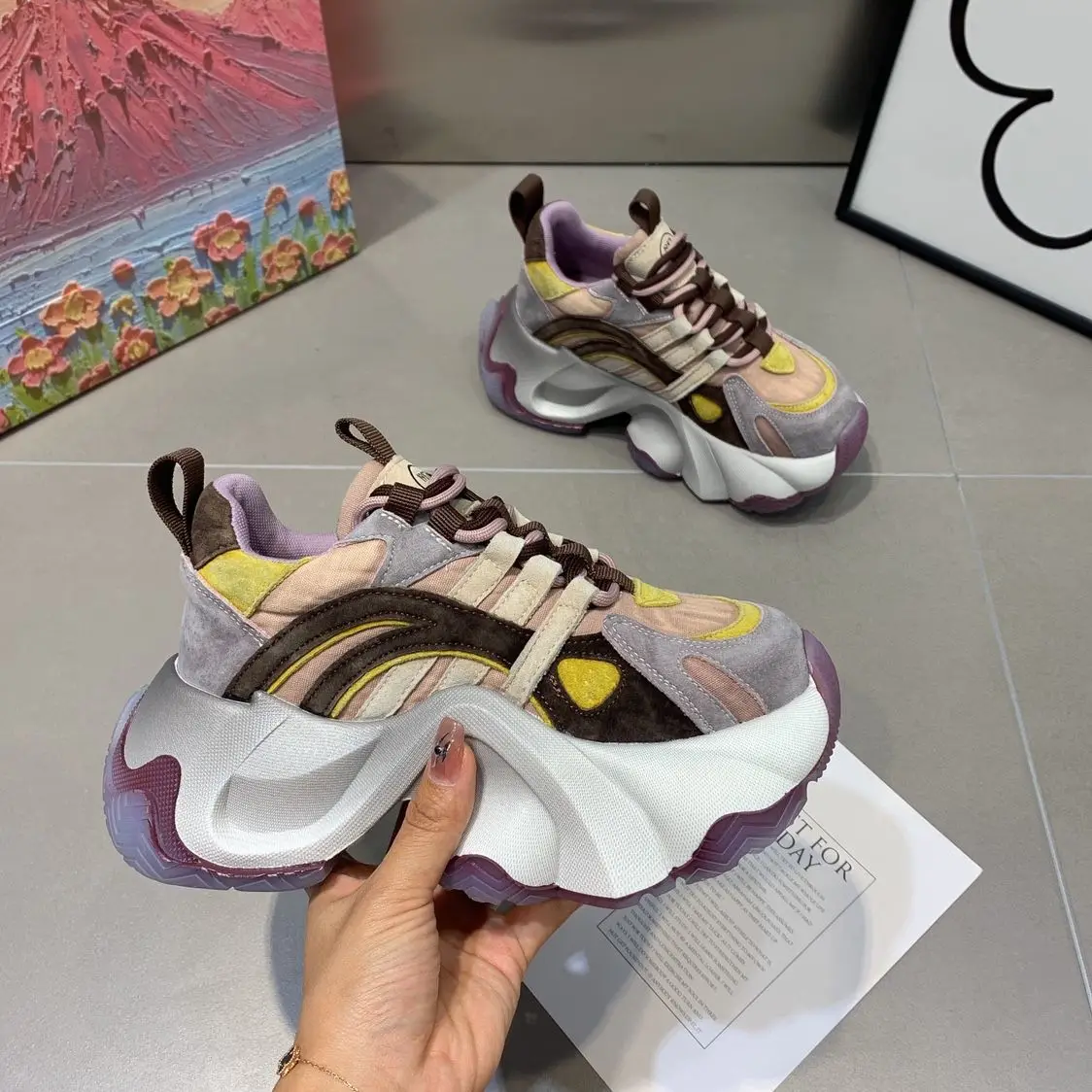 

Viral Clunky Sneakers for Petite Women Autumn Ins Style Thick Heel Casual Shoes Trendy All Purpose Footwear​