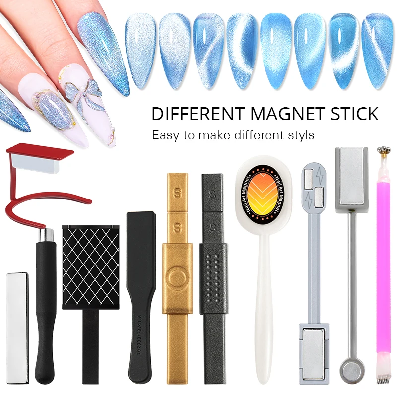 1 Pc Cat Eye Magnet Tools Single Double Head Cat Eye Magnet Stick Curved Line Strip 3D Designs For Polish Gel Nail Art Decor