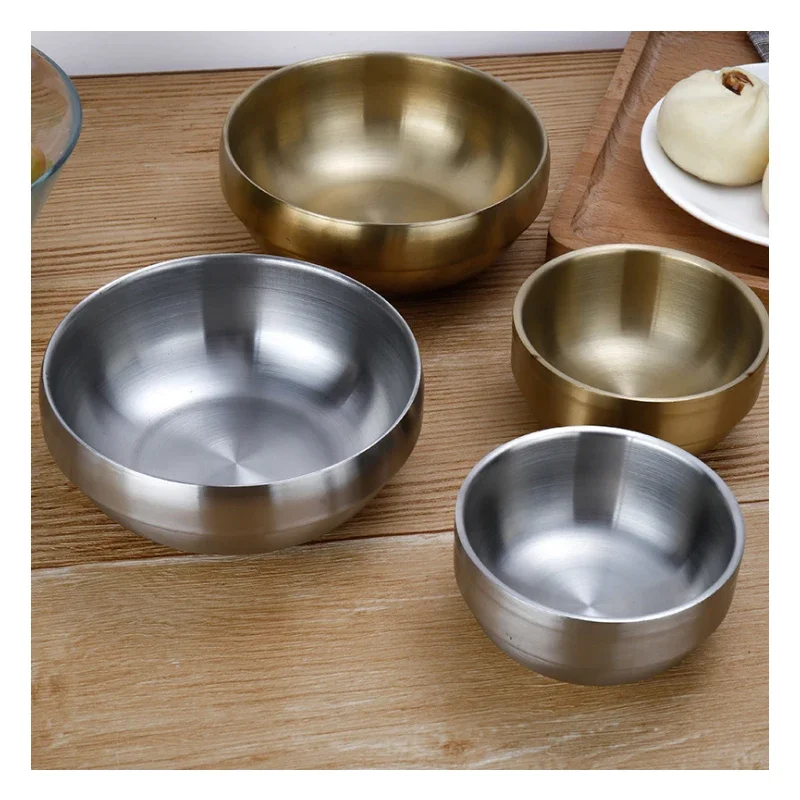 Double thick stainless steel bowl Korean 304 stainless steel polished noodles soup bowl of rice bowl set