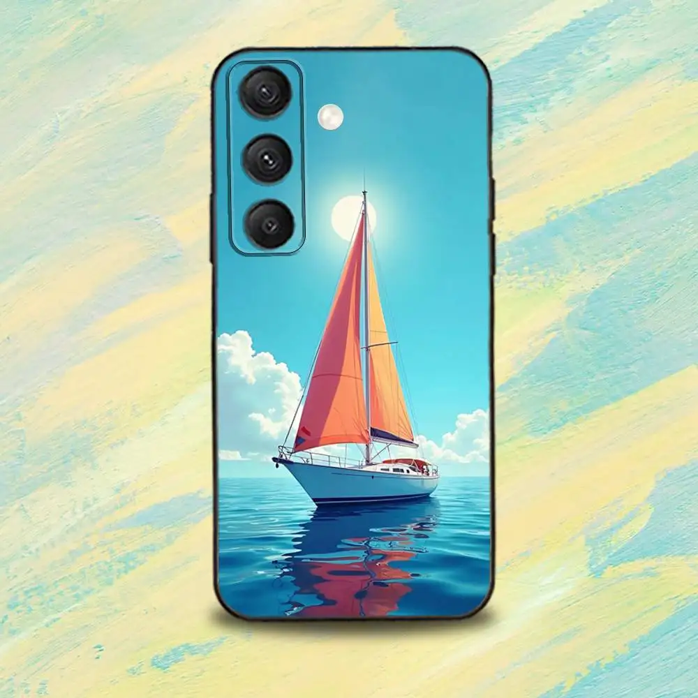 Art SailingS S-Ship B-Boat Phone Case For Samsung S25,S24,S10,S22,S21,S20,S23,Ultra,Plus,Lite,FE,Soft Silicone Black Cover