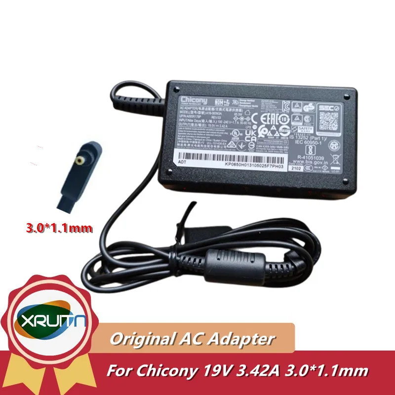 

Genuine Chicony A18-065N3A 19V 3.42A 65W 3.0x1.0mm A065R178P AC DC Adapter Charger For ACER Swift SF514-54GT/i5-1035G1 SF314-57G