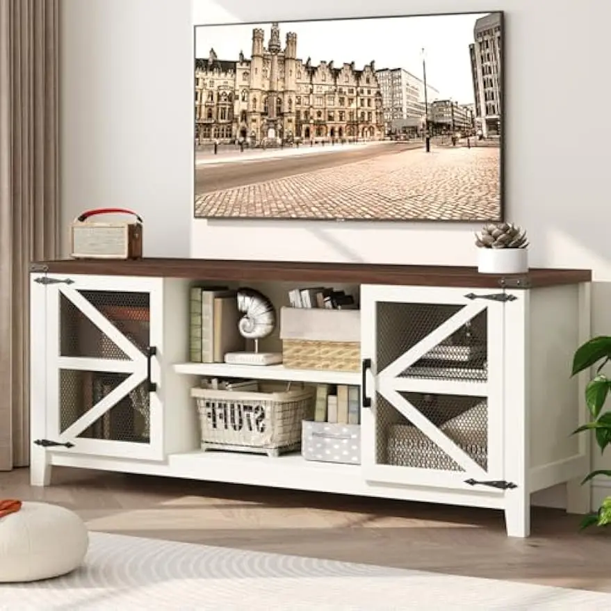 

Tv Stand for 65 Inch TV, Entertainment Center with Storage and Mesh Door, Tv Console with Adjustable Shelves for Living Room
