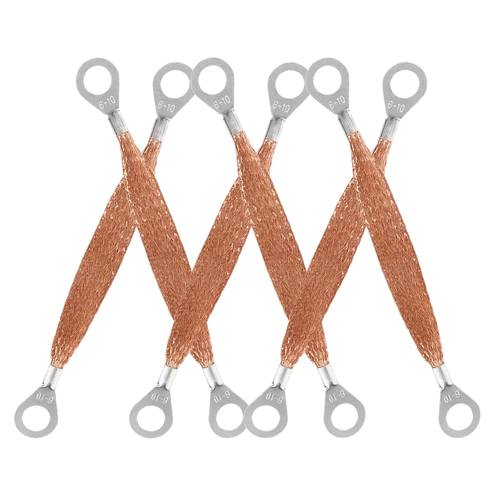 

6 Pcs Static Electricity Connection Line Car Straps Grounding Belt Bare Copper Wire Cable Flat Braided Durable Material