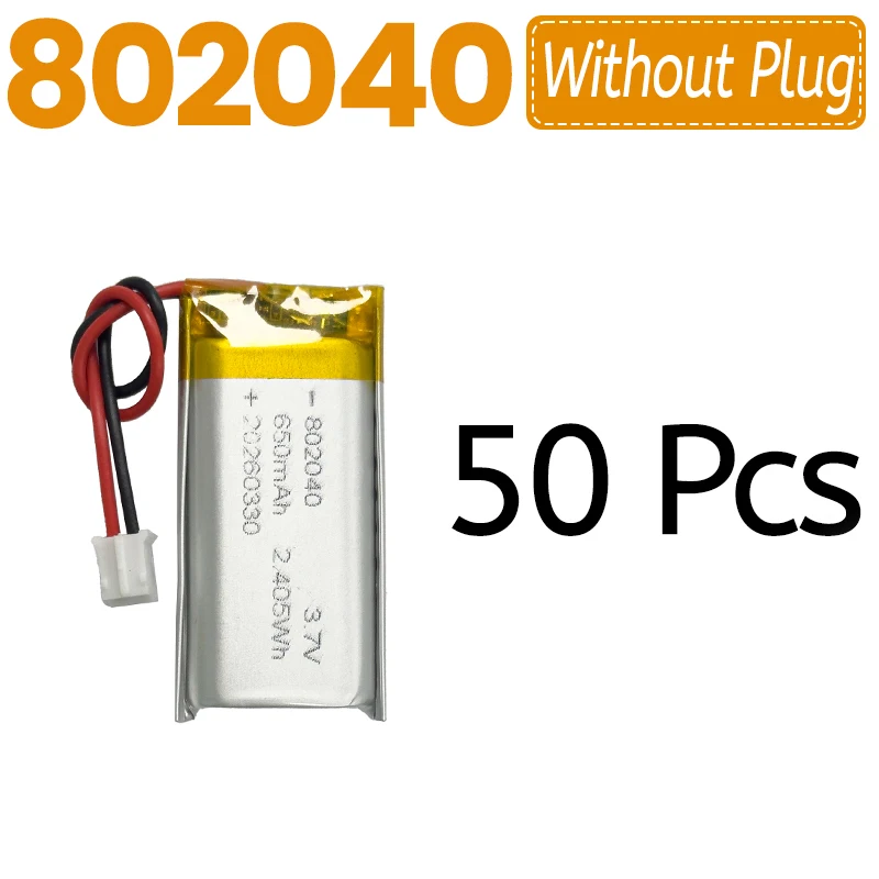 802040 650mAh 3.7V Li-Polymer Battery Rechargeable for Beauty Instruments Massage Stick Toy Light Reading Pen LED