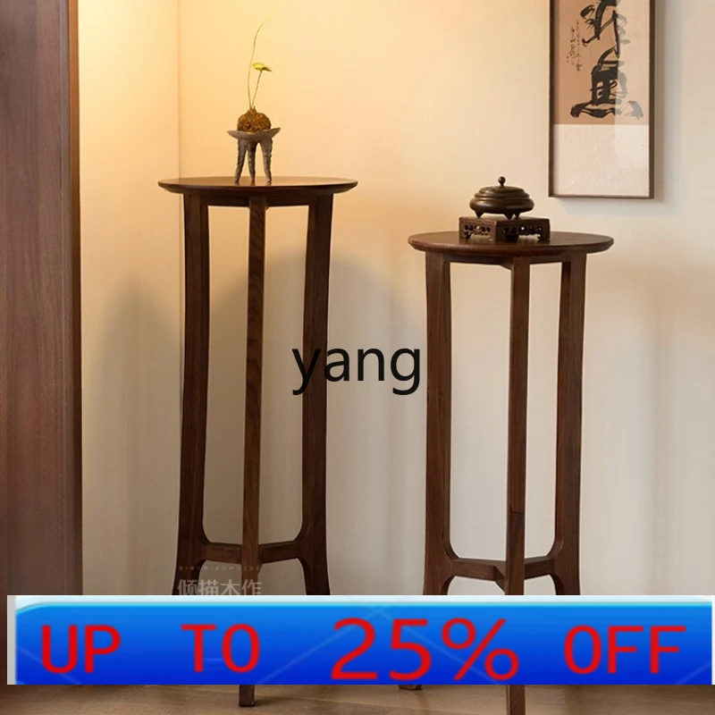 lmm new Chinese solid wood flower stand black walnut floor-to-ceiling flower pot stand household living room decorative stand