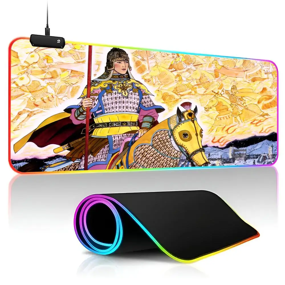 Mulan Mouse Pad Gamer RGB Deskmat Keyboard Mat Gaming Laptops LED Mousepad Desk Protector Anime Mause Mats