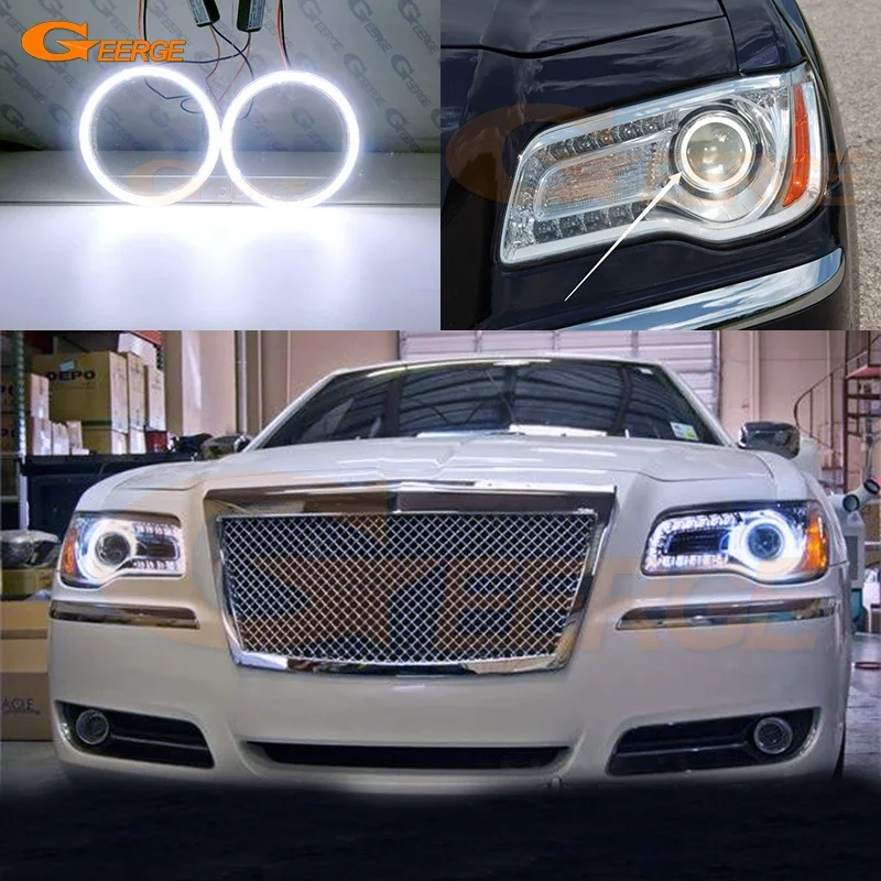 

For Chrysler 300 C S Srt8 300c 2011 2012 2013 2014 - 2019 Day Light Excellent Ultra Bright COB Led Angel Eyes Kit Halo Rings