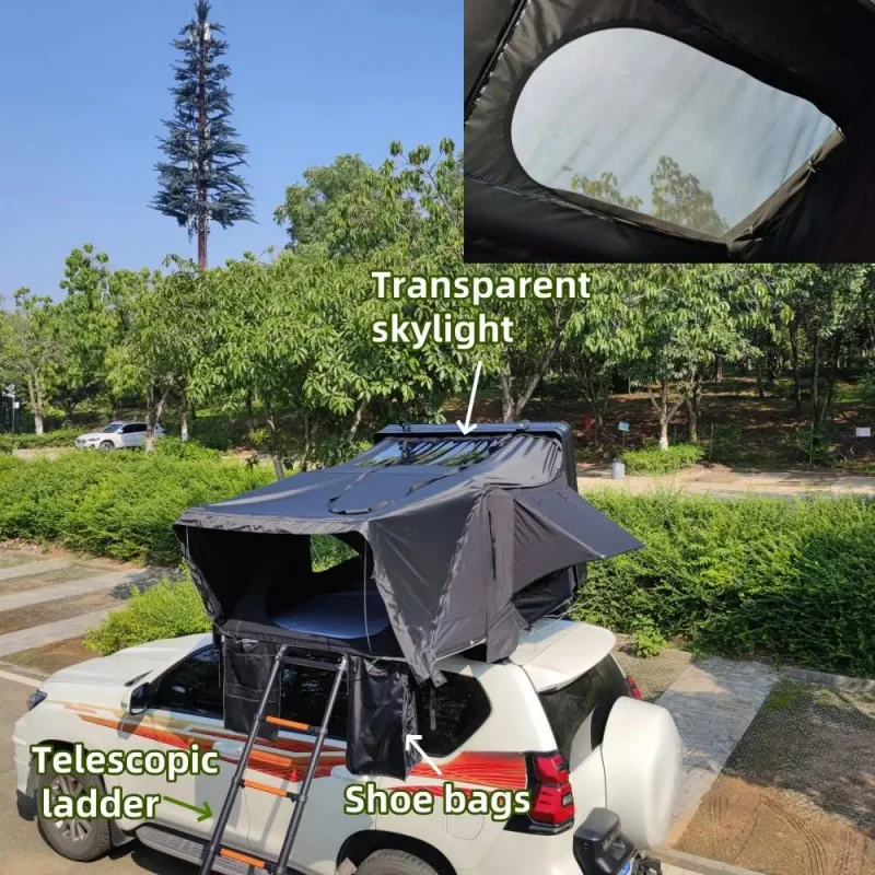 High Quality XL Size Waterproof Aluminum Automatic Hard Shell Rooftop Tent with Annex Fit 4 Person Car Outdoor Camping - view 3
