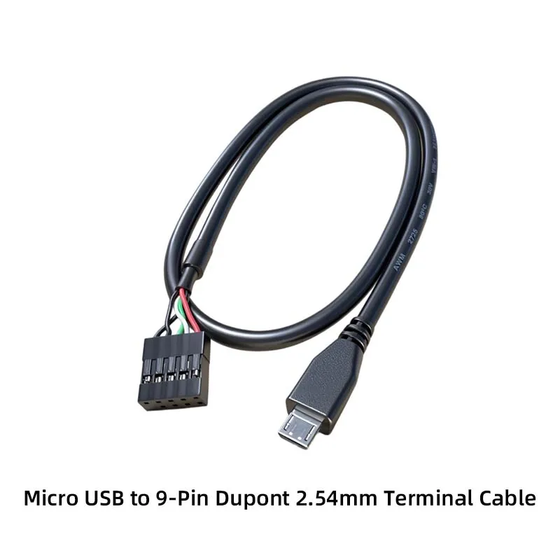 5PCS Micro to 9-pin DuPont 2.54-mm Terminal Cable—Computer Motherboard USB 2.0 9-pin Connector to Data Cable Adapter
