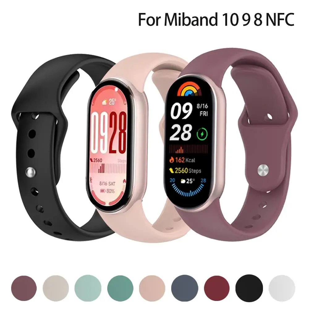 لا توجد فجوات سيليكون حزام ل Xiaomi Mi Band 10 9 8 NFC الأصلي سوار إكسسوارات Correa ل MiBand band10 Smartwatch معصمه