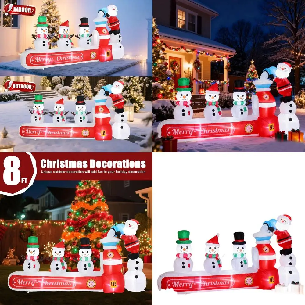 

8-Foot Animated Santa and Snowmen Christmas Inflatable with LED Lights for Outdoor Holiday Decor