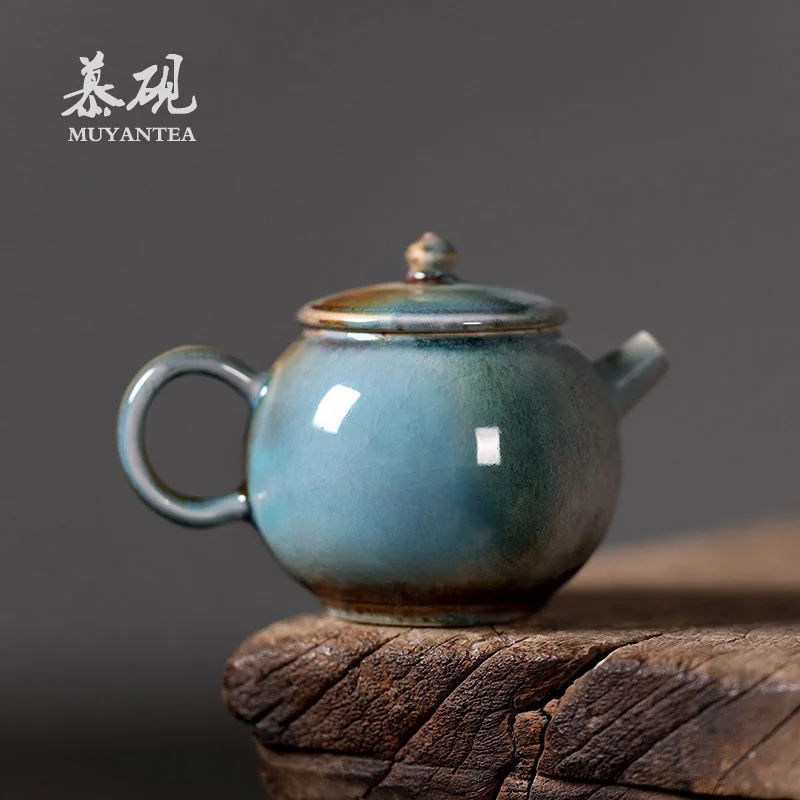 Muyan Ceramic Kung Fu Tea Set Japanese-Style Household Single Wood-Fired Soda Glaze Kiln-Fired Teapot With Handmade Ball Spout