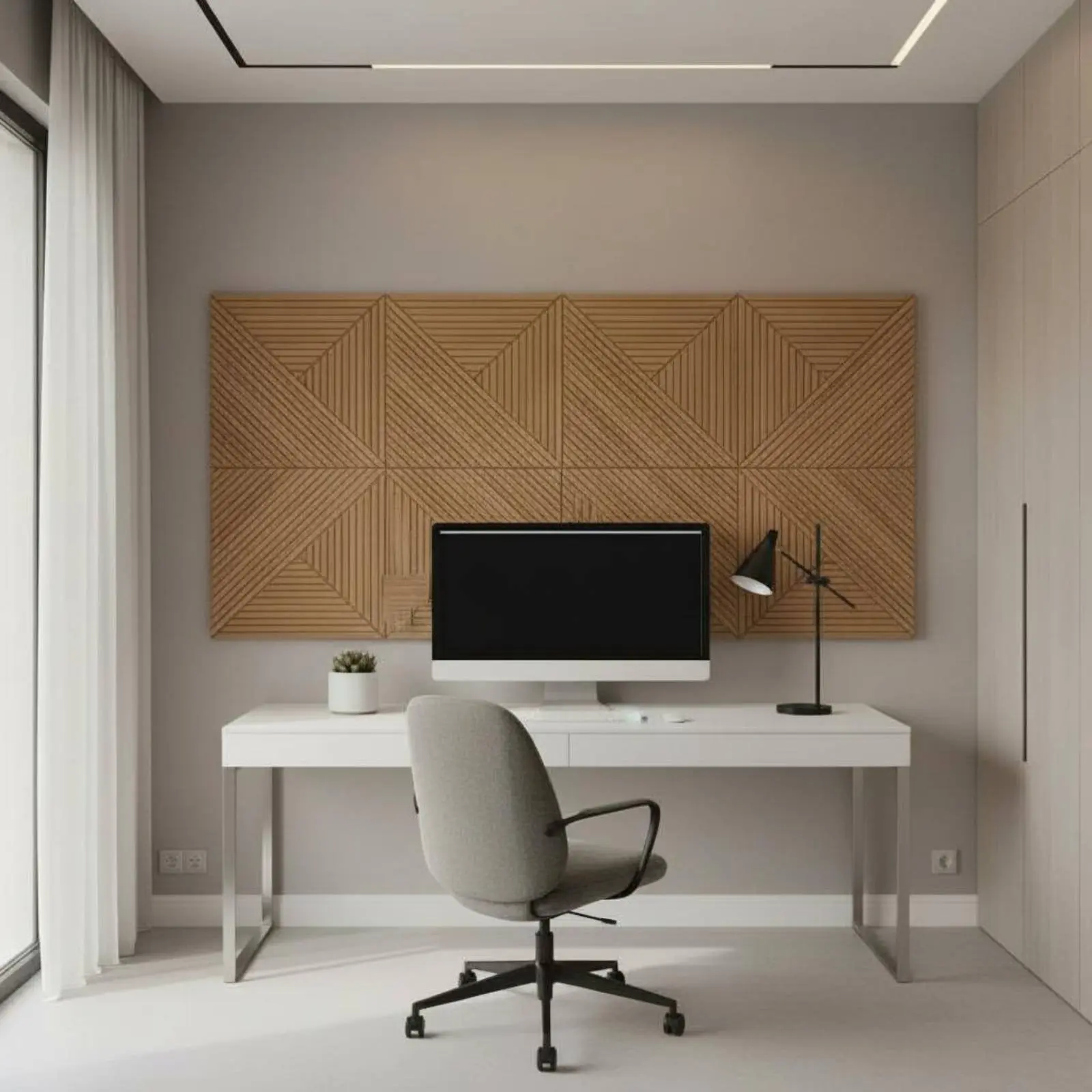 Wood Grain Acoustic Panel Reduce Reverberation Three-Dimensional Decorative Wall Panel autoAdhesive Acoustic Foam Flame - view 4