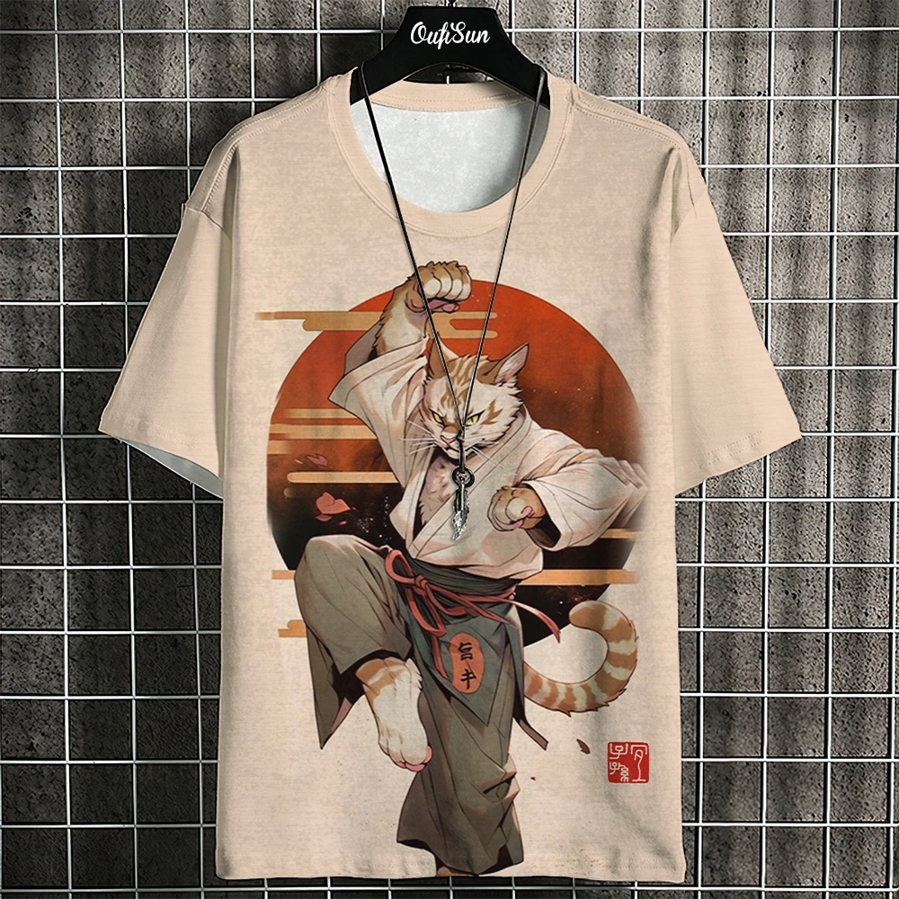 Summer Short Sleeve Harajuku Print Aniam T Shirt For Men O-Neck Oversized Pullover Fashion Streetwear Fashion Men\'s Clothing