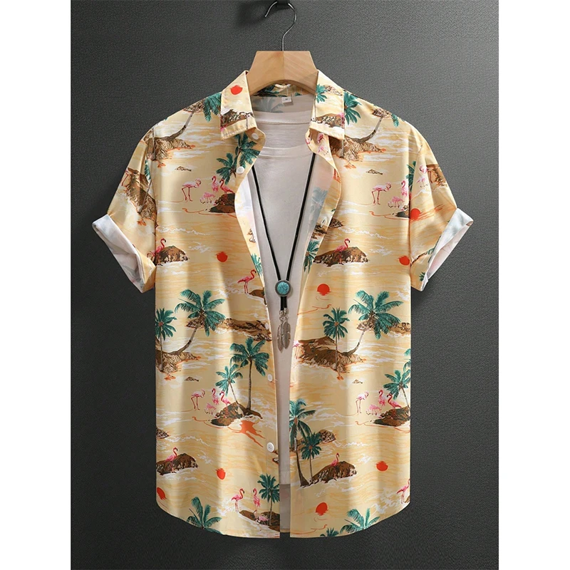 

Retro Plant Flowers Fashion Shirt Tropical Style Print Design Lapel Button Shirts Elegant And Versatile Summer Outdoor Blouse