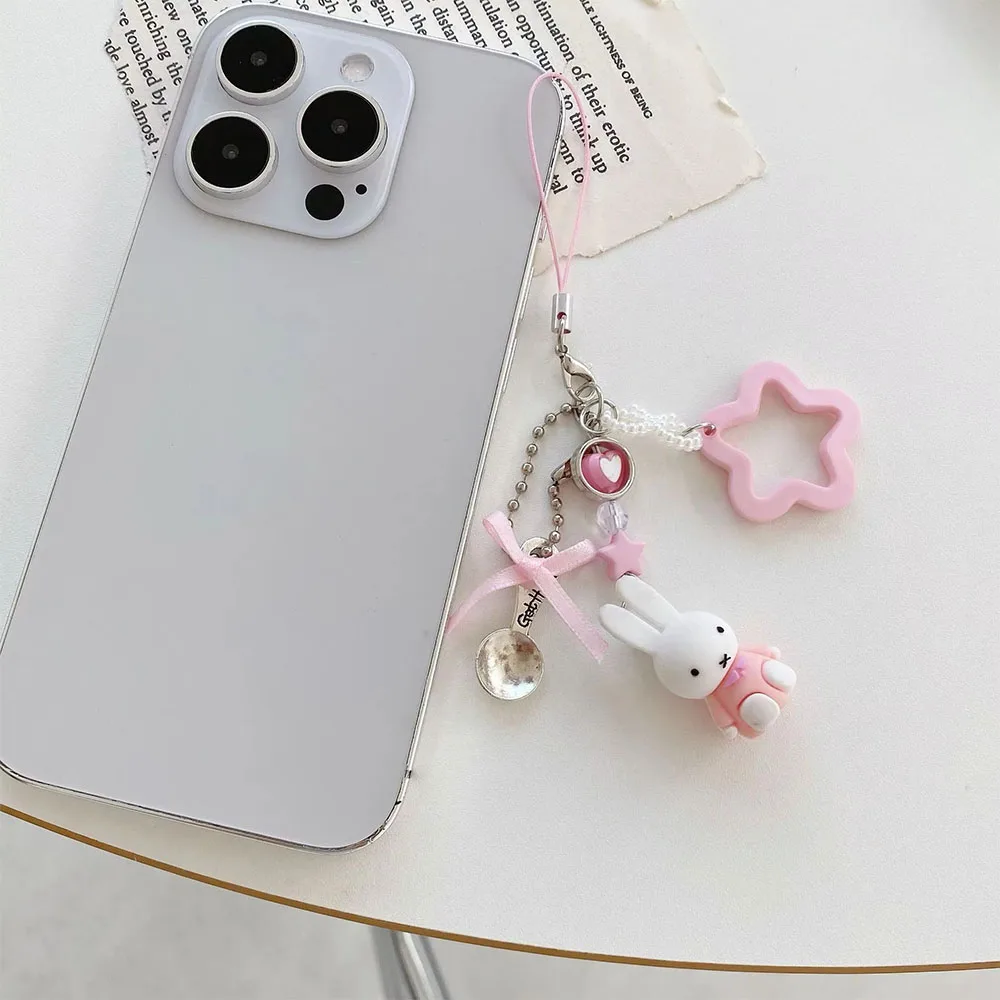 Kawaii Miffy Cartoon Cute Rabbit Keychain Bag Pendant Y2K Punk Style Decoration Gift Toy