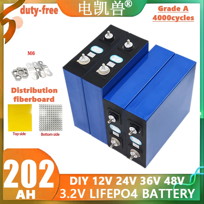 

new 3.2V 200ah-202ah Lifepo4 Battery DIY 12V 24V 48V Household Energy Storage Rechargeable RV Yacht Electric Vehicle