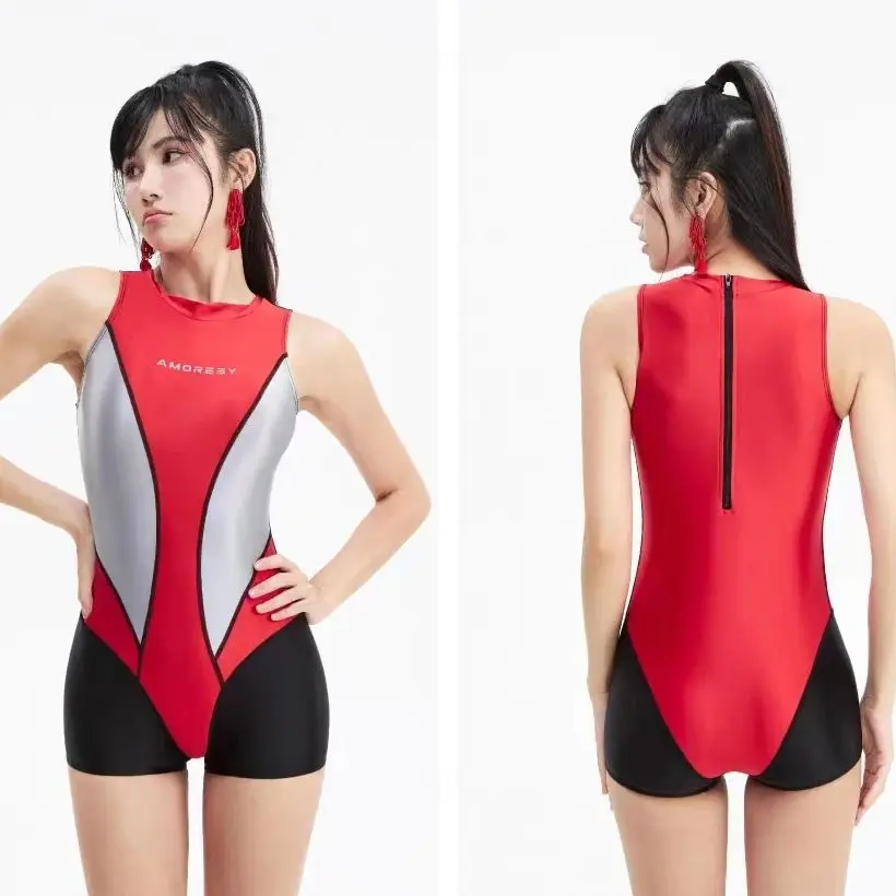 

DROZENOJapanese Satin glossy One Piece Swimwear Long Sleeveless Silky Shiny Bathing Suits HighSwimsuit Hot Spring Resort Cosplay