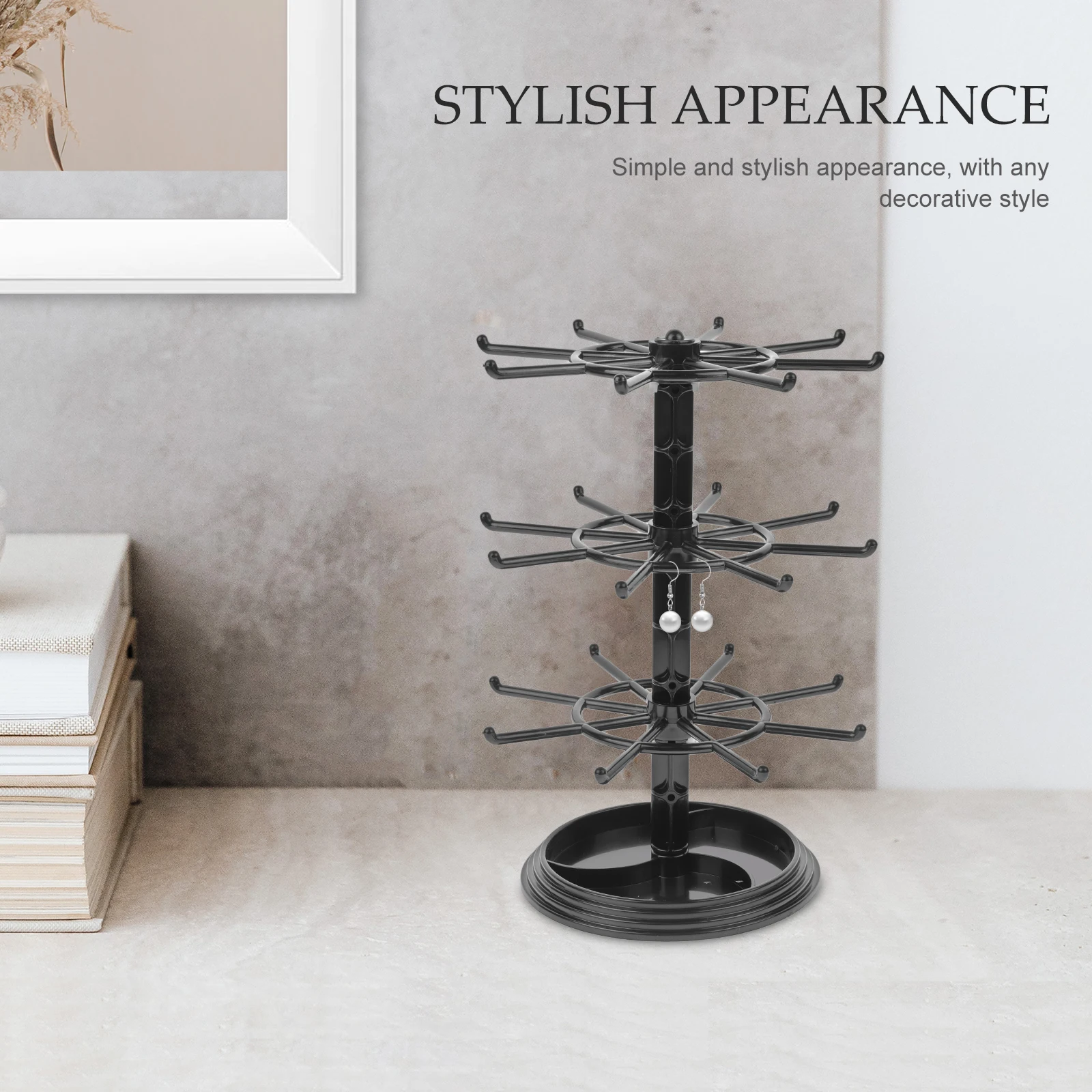 

3 Layers Black Earring Storage Rack Jewelry ganizer Stand for Necklaces Earrings Display Home Supplies Metal Holder