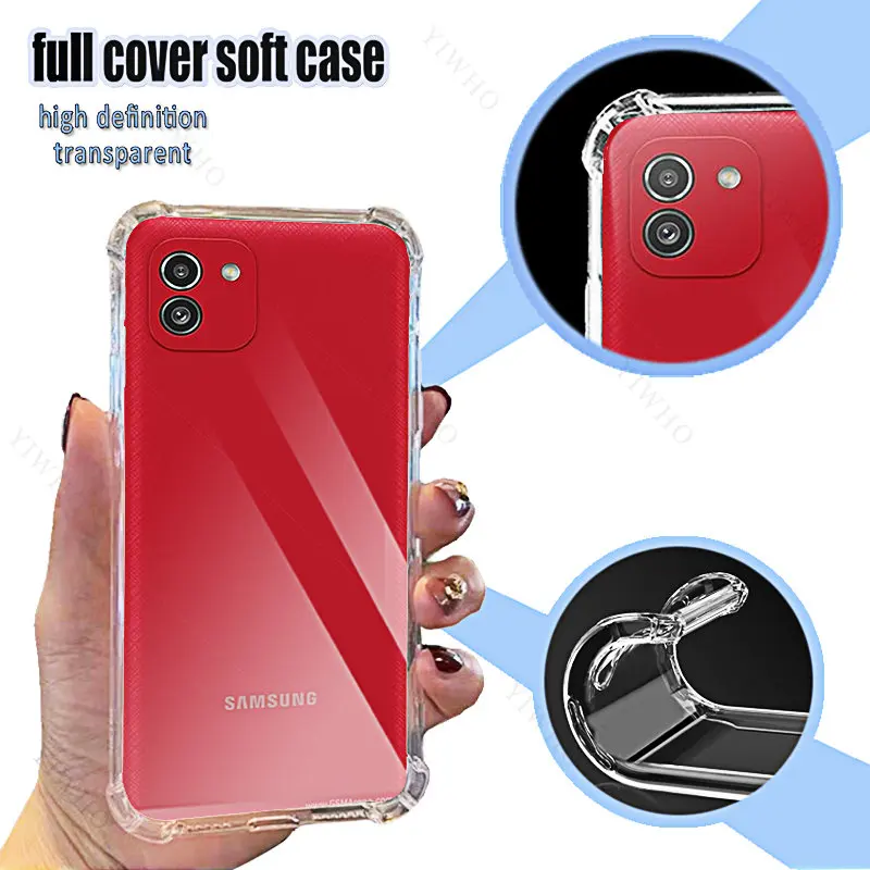 For Samsung Galaxy A03 Clear Phone Soft Case Transparent TPU for Sumsung A 03 6.5