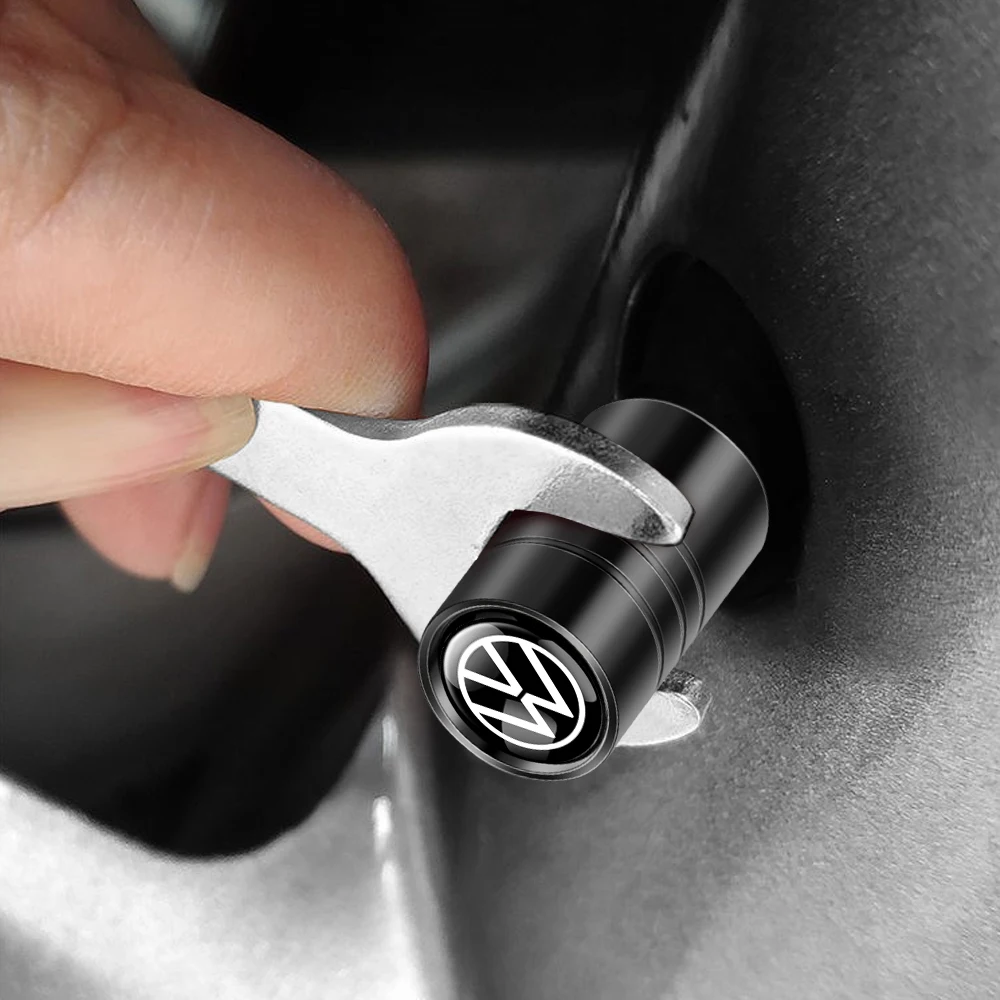 4Pcs 3D Aluminum Car Wheel Tire Valve Cap Valve Cover Auto Accessories For Volkswagen VW GTI Rline Golf 4 5 MK7 Bora Tiguan Polo