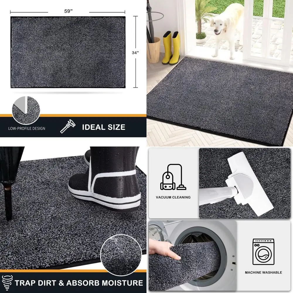 

Dirt Trapping Door Mat 34" x 59", Non-Slip Machine Washable Entryway Rug, Dog Doormat, Indoor Front Door Mat, Super Absorbent En