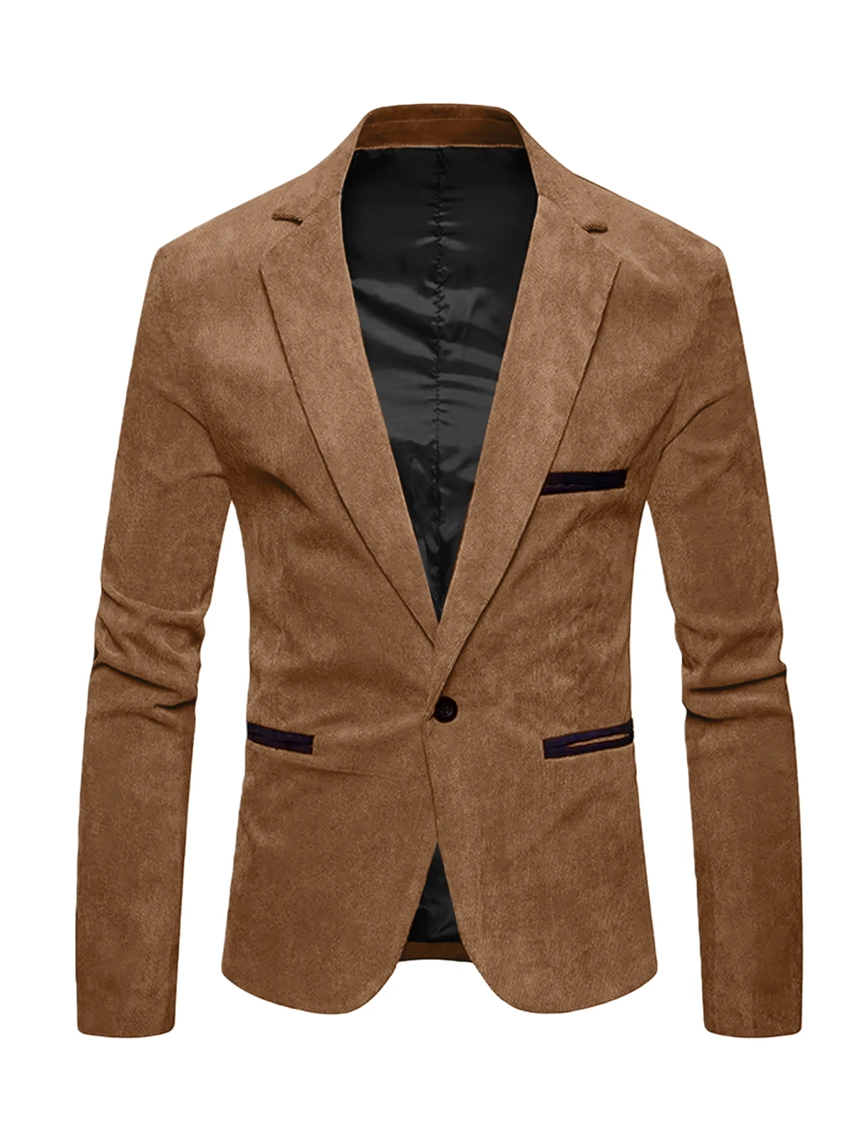 

High Quality Men's Leisure Corduroy Blazers Jacket Fashion Patchwork Single Button Casual Slim Suit Jacket for Men Clothing