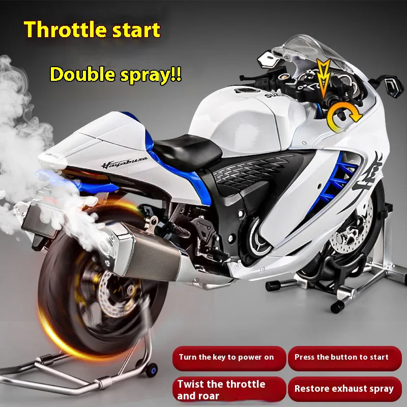 1:6 cool alloy motorcycle model, cool sound and light, exhaust pipe sprayable, the best collection for motorcycle enthusiasts