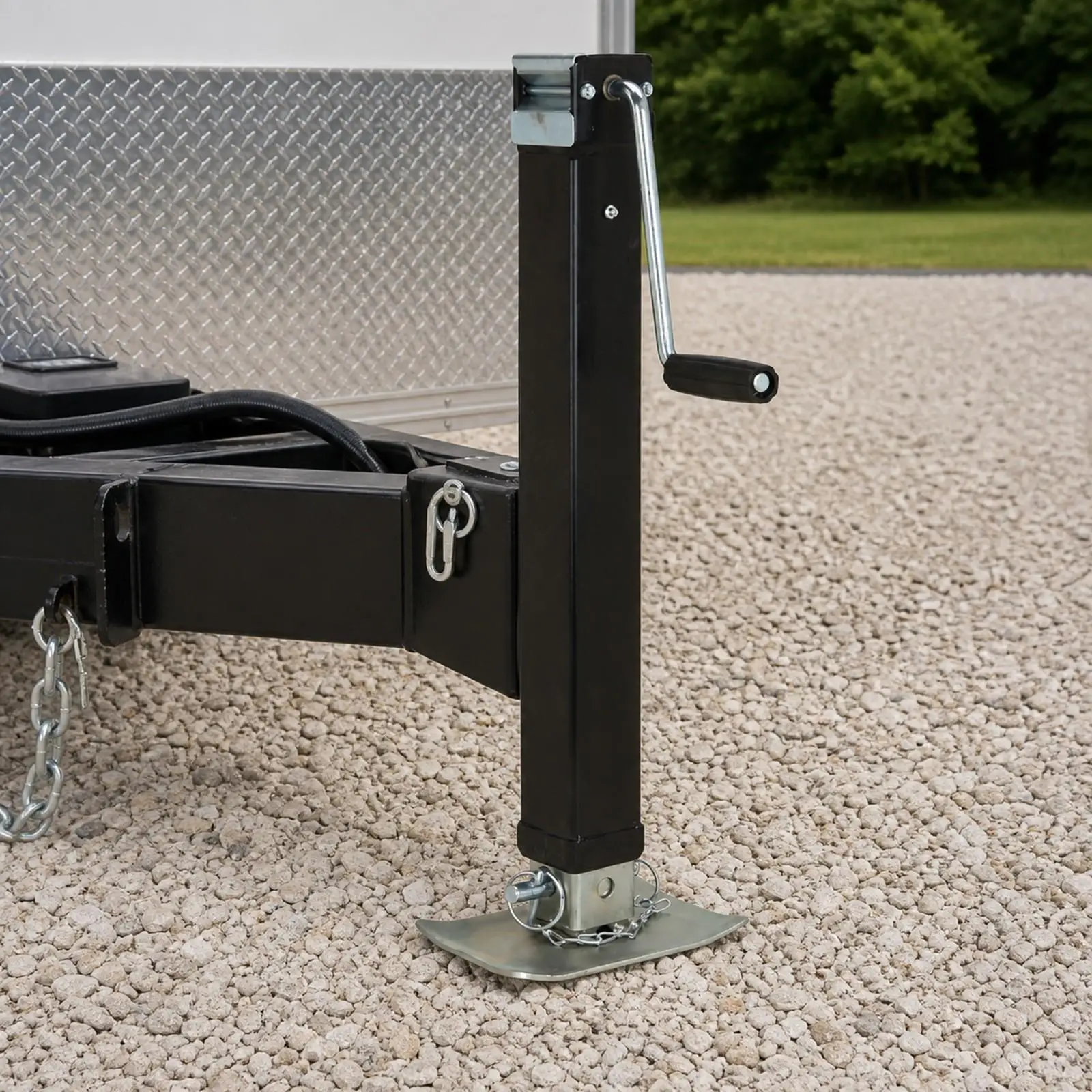 Trailer Jack Support Heavy Duty Square Tube 640 Mm Retracted 1360 Mm Extended for Camper Trailer Leveling