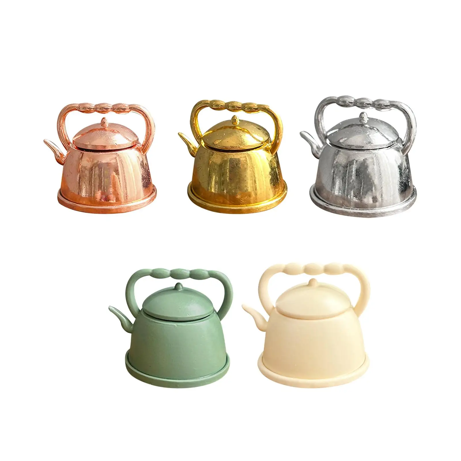 Miniature Teapot 1/12 Kitchen Decor Kitchen Accessories Tableware Decoration Miniature Tea Kettle Dollhouse Tea Kettle