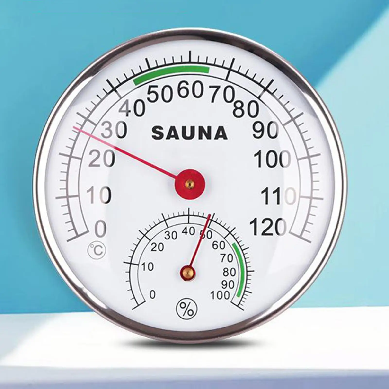 Metal Case Round Analog Sauna Thermometer and Hygrometer for Sauna