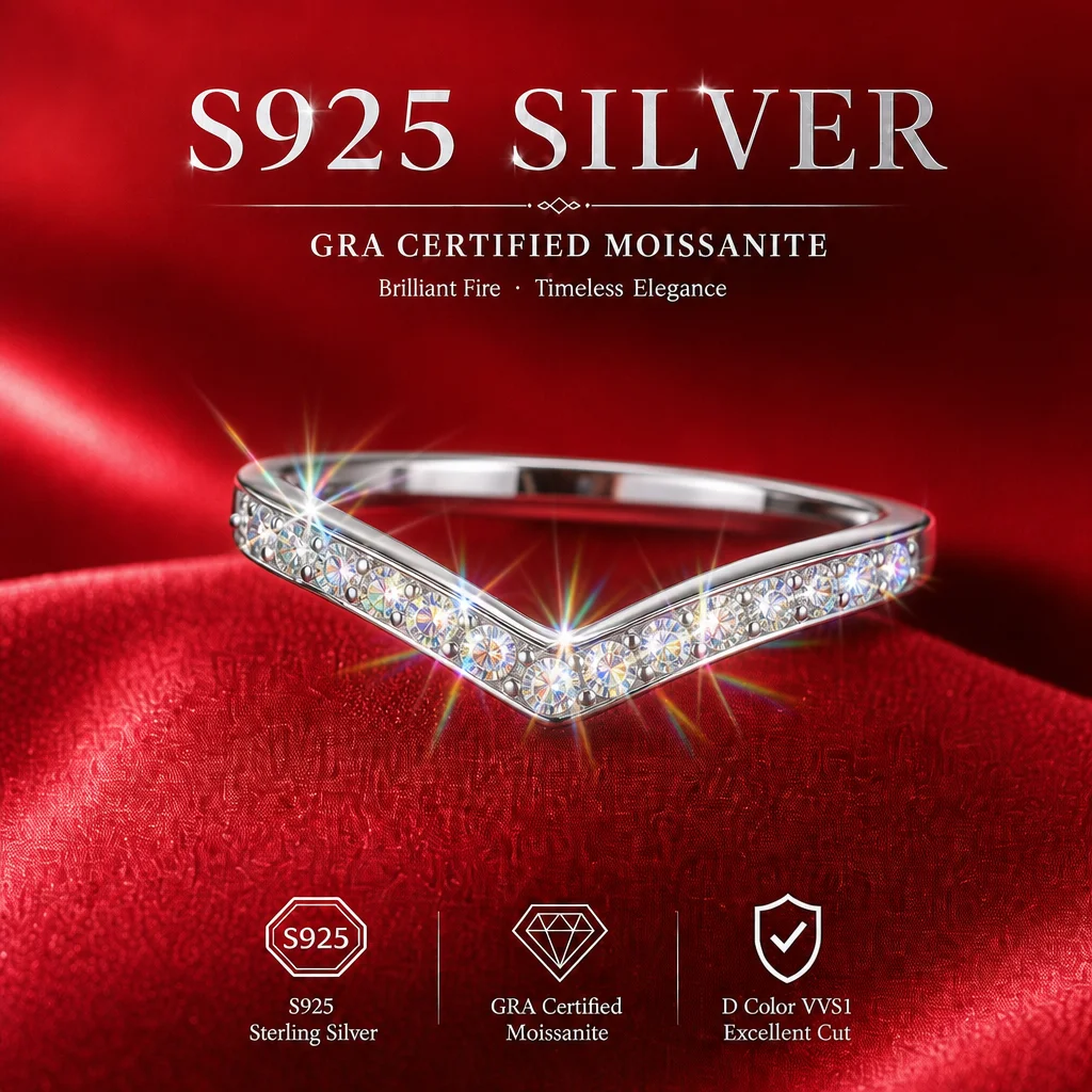 Mit GRA-Zertifikat S925 Sterling Silber 3,0mm Vollmoissanit-Ring D VVS1 3EX Schliff Funkelnder Moissanit-Band Hochzeits- und Partygeschenk – Detail 15