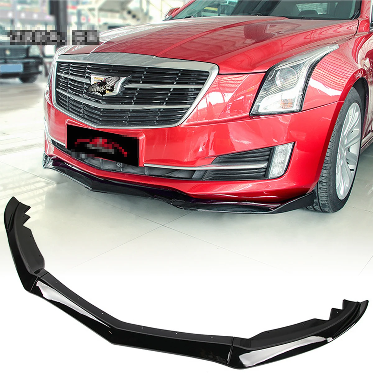 3pcs Front Bumper Lip Side Spoiler Splitter Body Kit Guard For Cadillac ATS 2015-2018 Car Accessories Black Carbon Fiber Look