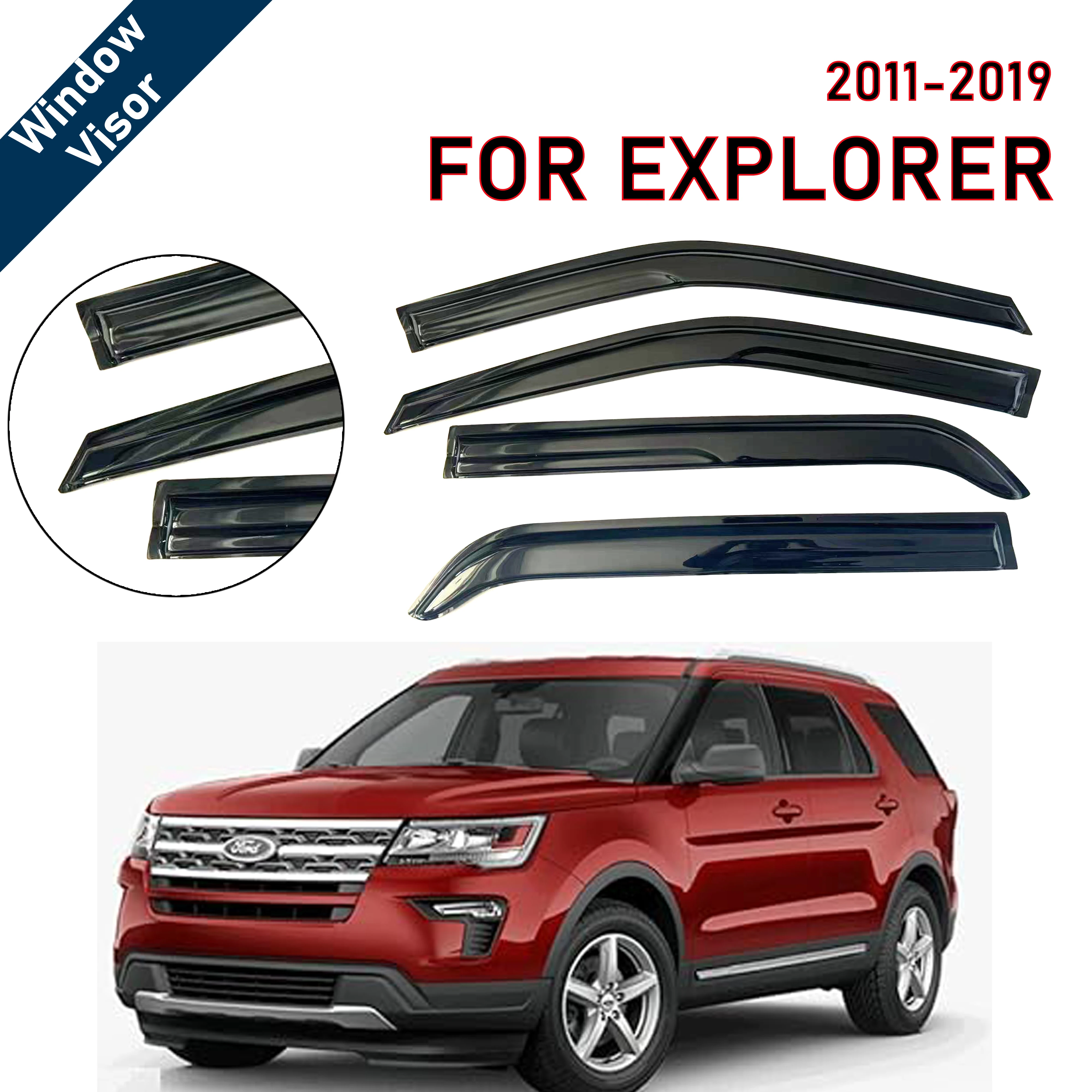 

4 шт. новейшей модели солнцезащитного козырька на окно автомобиля для Explorer 2011-2019, оконный козырек от дождя, оконные козырьки, защита от дождя