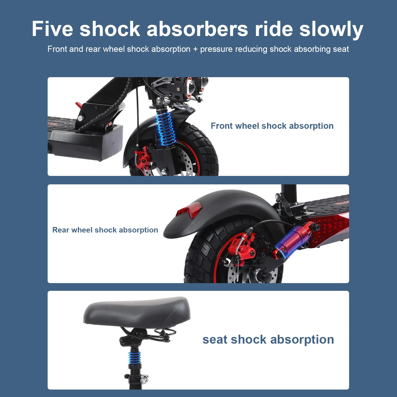FREEBOY J01 Electric Scooter for Adults and College Students, Folding E-Scooter, 1200W Motor, 27 MPH, 24-Mile Range, Dual Suspension, Dual Disc Brakes - view 5