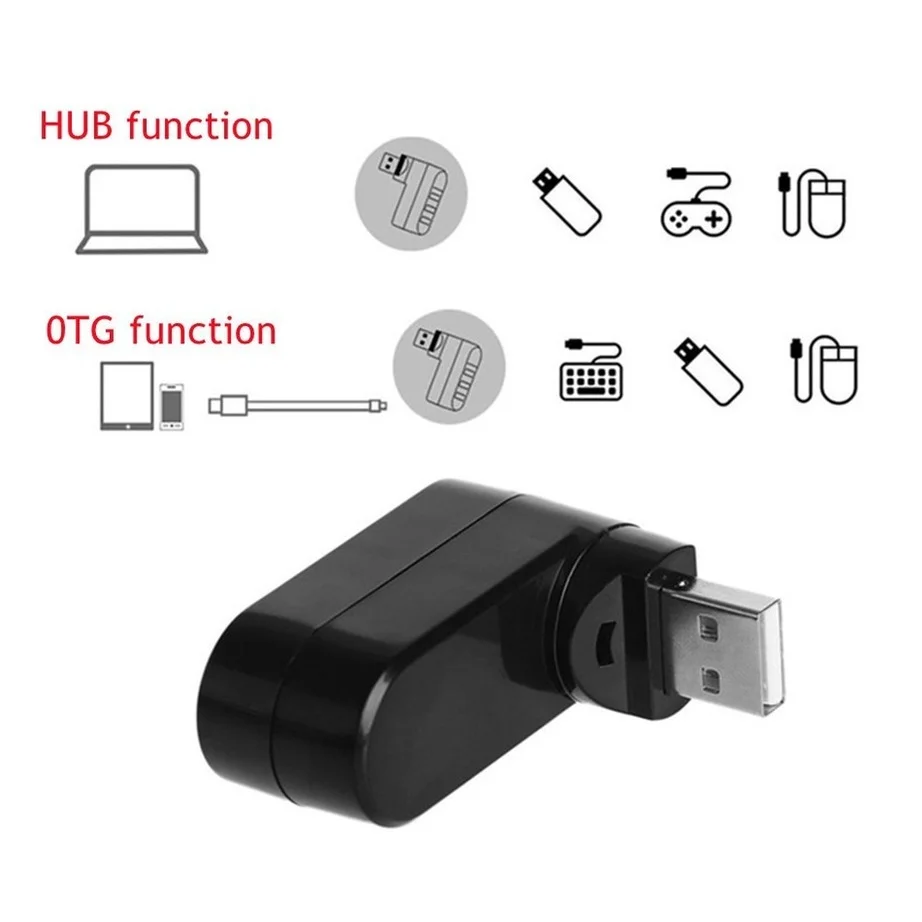 3 Port Multi 2.0 USB HUB Mini USB Hub High Speed Rotate Splitter Adapter For Laptop Notebook For PC Computer Accessories