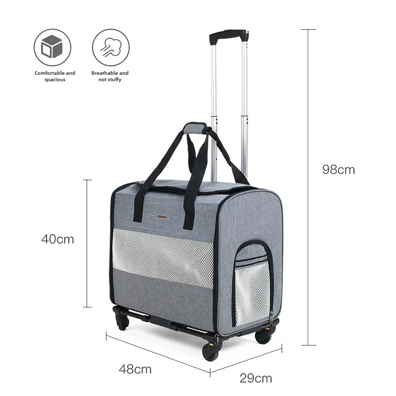 DODOPET Pet Multi-functional Out Trolley Case Disassembly Polyester Portable Foldable Pet Dog Carriers Bags Trolley Box - Image 4