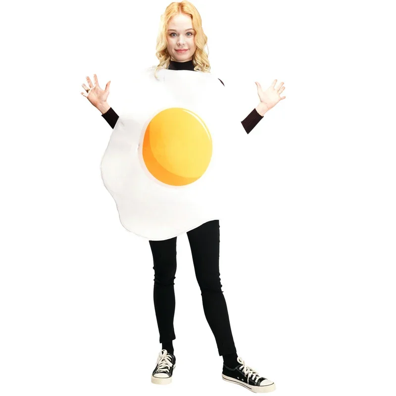 Western Couples Egg And Bacon Costume Halloween Cosplay Party Dress Funny Food Outfits Lover Unisex Breakfast Suit for Adults