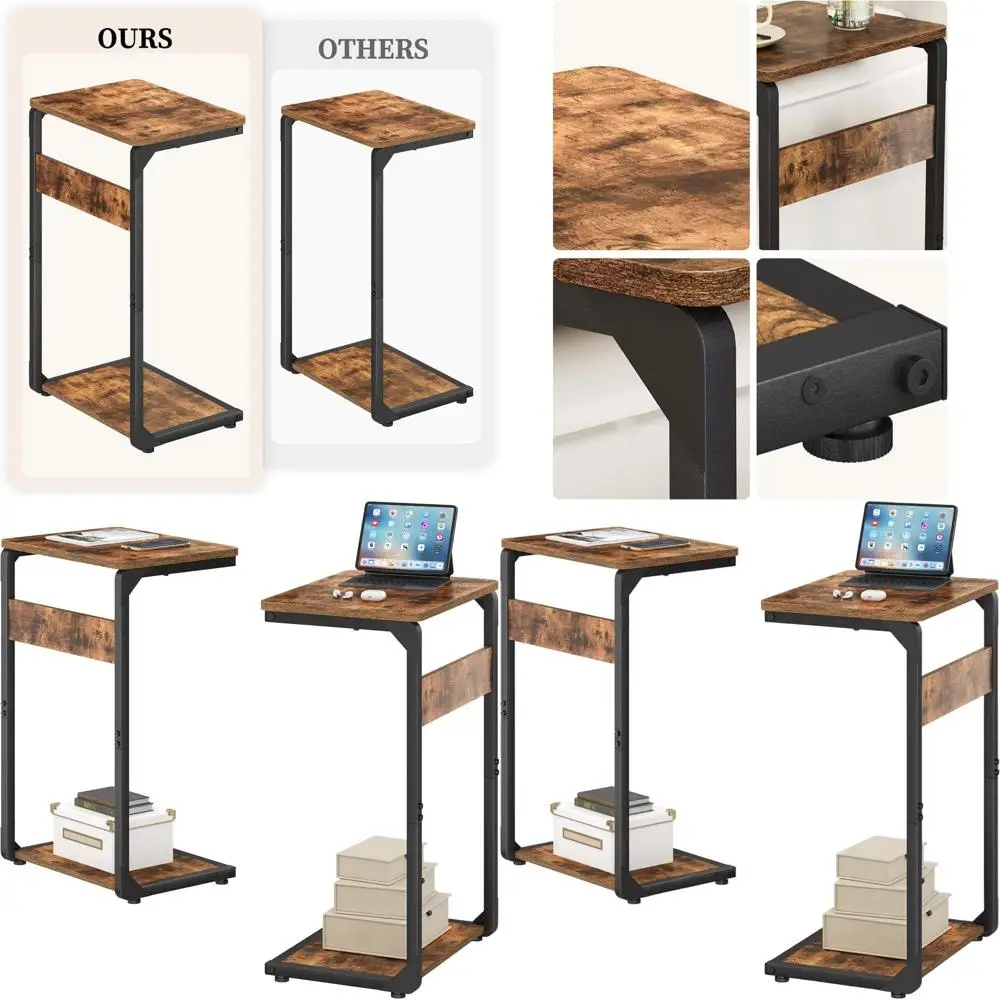 

Набор из 2 C-образных подставок для телевизора, маленькие приставные столики для дивана для гостиной и спальни